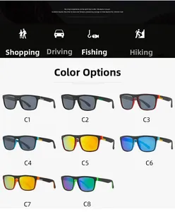 Detailed color selection guide for square polarized sports sunglasses in eight colorways