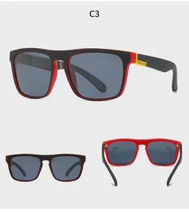 Close-up of black and red polarized sports sunglasses with detail on C3 color finish