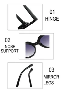 Détails de charnière renforcée, support nasal et branches ergonomiques de lunettes