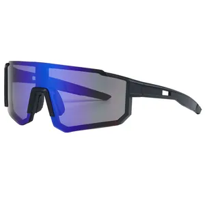 Outdoor cycling sports sunglasses with polarized colorful lenses and matte black frame