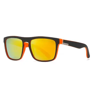 Polarized sports sunglasses for men with black and orange frame and mirrored orange lenses