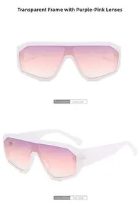 Vues de face et de côté de lunettes de soleil masque blanches avec verres dégradés violets