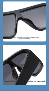 Vue détaillée des plaquettes de nez légères et branches texturées de lunettes futuristes