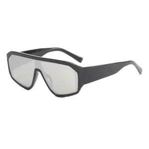Lunettes de Soleil Bouclier Surdimensionnées pour Femmes Hommes Mode Futur Tech Monobloc Grand Cadre Protection UV400 PC Lunettes