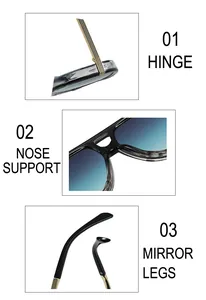 Detail view of double bridge sunglasses with metal hinges, nose pads, and temple tips