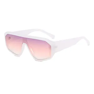 Lunettes de soleil futuristes avec monture blanche translucide et verres dégradés