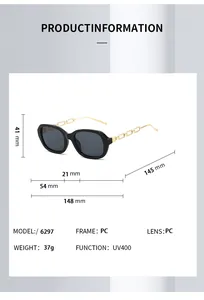Guide détaillé des dimensions pour lunettes de soleil carrées avec mesures de la monture