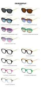 Collection de lunettes de soleil rectangulaires en 14 couleurs avec branches en chaîne