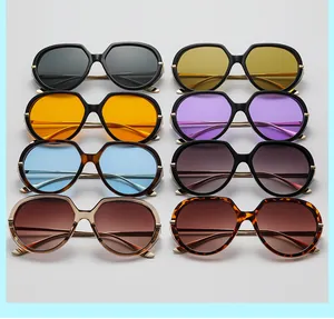 Detailed grid of vintage oversized sunglasses in eight diverse color combinations