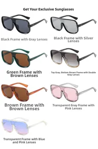 Detailed overview of oversized square sunglasses in seven stylish color combinations