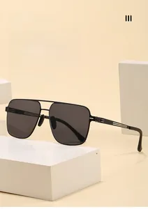 Detail showing square stainless steel double bridge frame and stylish hollowed temples