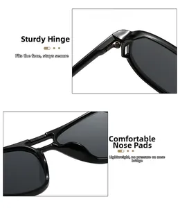 Détails des charnières robustes et des plaquettes de nez des lunettes pilote