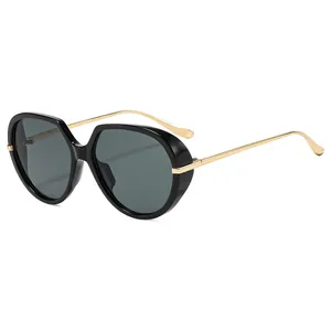 Trendy Women Oversized Oval Sunglasses PC Frame Metal Leg UV400 Protection Fashion Outdoor Sun Glasses For Female Streetwear
