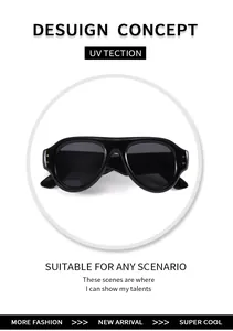 Detailaufnahme der schwarzen Sonnenbrille mit goldenen Nieten und UV-Schutz-Merkmalen