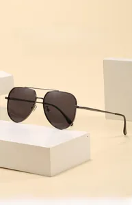 Close-up of polarized aviator sunglasses with gunmetal frame and UV400 protection