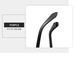 Vue détaillée des branches de lunettes noires courbées pour un ajustement ergonomique