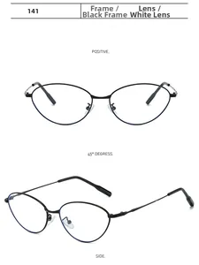 Vues détaillées de lunettes de soleil ovales à monture en métal noir et verres clairs