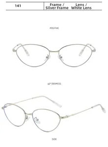Vues détaillées de lunettes de soleil ovales en métal argenté avec verres clairs