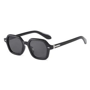Lunettes de Soleil Carrées Rétro Hommes Femmes Monture PC Verre AC UV400 Classique Mode Vintage Lunettes de Créateur