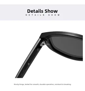 Detail of durable sunglasses hinges with laser-etched specifications on the inner temple