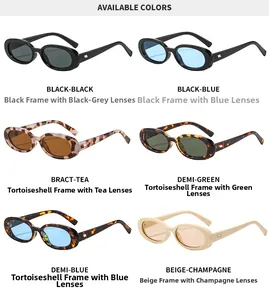 Matrix showing six pairs of vintage oval sunglasses in leopard, black and beige frames