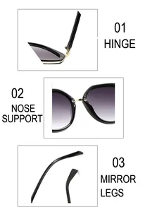 Detail view of reinforced metal hinges and nose pads on black polygon sunglasses