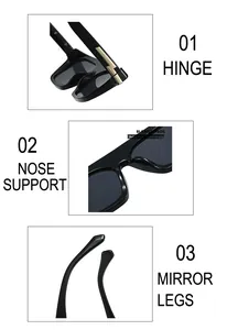 Détails des charnières métalliques renforcées et des branches ergonomiques des lunettes