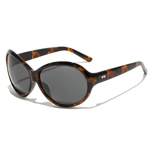 Fashion oversized round sunglasses with tortoiseshell frame and dark grey lenses for women