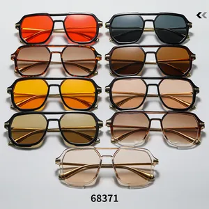 Detailed collection of square double-bridge sunglasses in various frame and lens colors