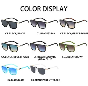 Color display of aviator metal sunglasses in eight different frame and lens variants