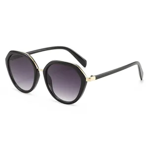 Fashion Women Polygon Sunglasses UV400 Gradient Lens Large Frame Vintage Geometric Eyewear For Travel Daily Party