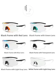 Detailed color chart of sports goggles with different frames and colorful mirrored lenses