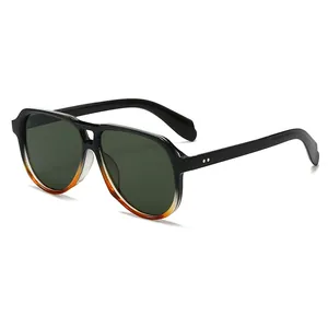 Classic pilot sunglasses with double bridge frame and subtle metal rivet accents