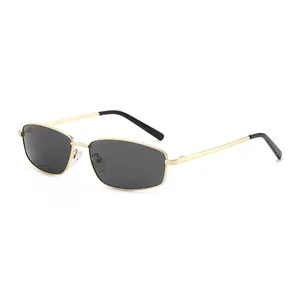 Retro Square Metal Frame Sunglasses Y2K Minimalist UV400 Shading Eyewear Fashion Women Elegant Rectangular PC Lens Sun Glasses