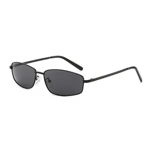 Vintage square sunglasses with black metal frame and dark lenses for Y2K fashion style