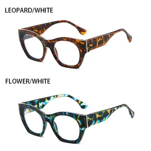 Detalle de monturas con patrones de leopardo y flores para gafas de sol grandes