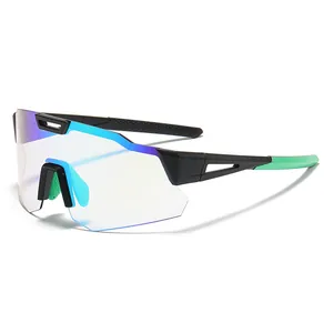 Occhiali da sole ciclistici avvolgenti colorati con design a mezza montatura e lenti sfumate