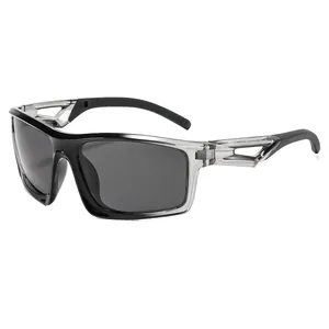 Lunettes de soleil de sport polarisées avec monture noire et grise pour cyclisme et UV