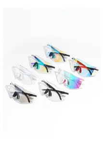 Collection of sports cycling glasses with various lens colors and rubber nose pads