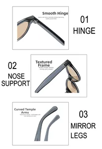Detail view of smooth metal hinges and ergonomic nose support on round rivet sunglasses
