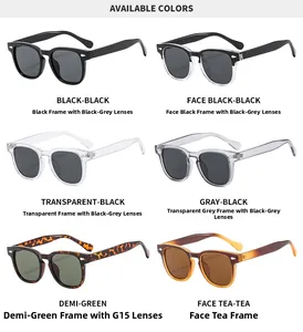 Collection de lunettes de soleil rondes vintage en six couleurs avec rivets classiques