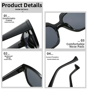 Detail of reinforced metal hinges and ergonomic temples on black square sunglasses