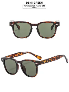 Vues détaillées de lunettes de soleil vintage écaillées avec verres G15 et rivets argentés