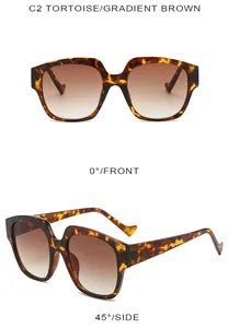 Retro tortoiseshell oversized sunglasses with brown gradient lenses seen from two angles