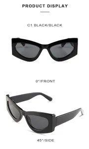 Front and 45-degree angle views of black retro aviator sunglasses with polarized lenses