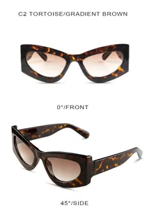 Front and 45-degree angle view of tortoise cat-eye sunglasses with gradient brown lenses