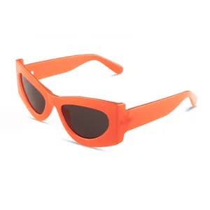 Retro orange thick frame rectangular sunglasses with dark lenses for men and women
