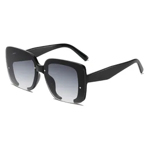 Fashion Square Oversized Sunglasses For Women Men PC Frame Gradient UV400 Lens Retro Glitter Decorative Outdoor Eyewear