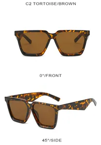 Vorder- und Seitenansicht der Vintage-Karree-Sonnenbrille mit Schildpatt-Muster