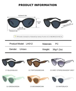 Spécifications de taille et variantes de couleurs pour lunettes œil de chat cloutées